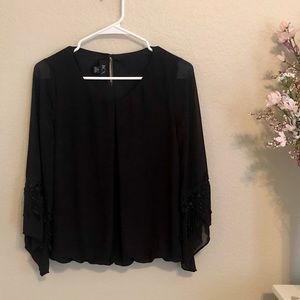 BCX Medium Black Blouse 3/4 Sleeves